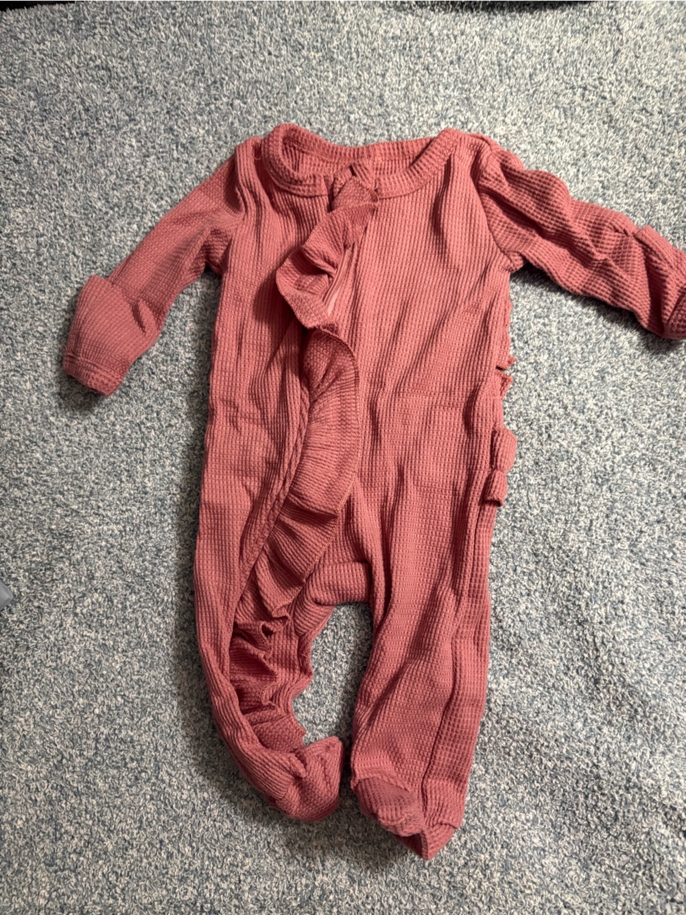 Newborn' Mauve Ruffle Waffle Knit
